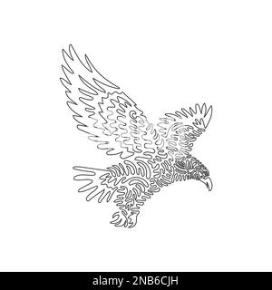 Continuous curve one line drawing abstract art. Hawks are strong, powerful birds. Single line editable stroke vector illustration of hawk is predatory Stock Vector