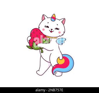 Cute Kawaii Baby Caticorn Cat Unicorn Stock Vector (Royalty Free