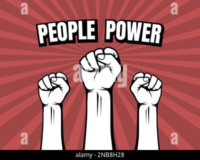 Retro Illustration Hand Clenched,  People Power - Protest Art Vector Illustration Stock Vector
