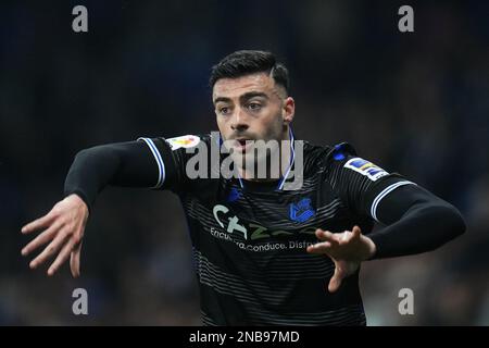 Barcelona, Spain. February 13 2023, Barcelona, Spain. 13/02/2023, Diego Rico of Real Sociedad during the La Liga match between RCD Espanyol  and  Real Sociedad played at RCDE Stadium on February 13 in Barcelona, Spain. (Photo by  / Bagu Blanco / PRESSIN) Stock Photo