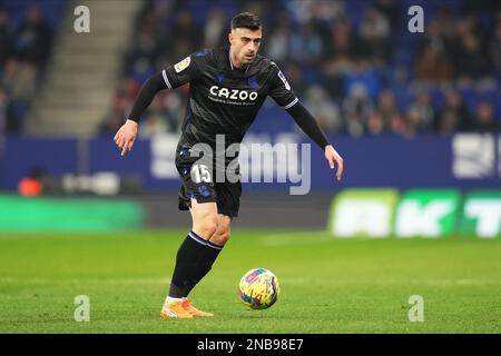 Barcelona, Spain. February 13 2023, Barcelona, Spain. 13/02/2023, Diego Rico of Real Sociedad during the La Liga match between RCD Espanyol  and  Real Sociedad played at RCDE Stadium on February 13 in Barcelona, Spain. (Photo by  / Bagu Blanco / PRESSIN) Stock Photo