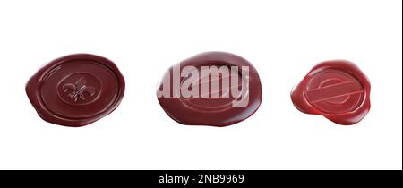 Set with red wax seals on white background. Banner design Stock Photo