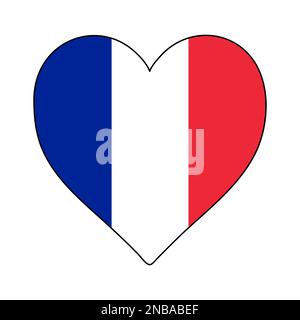 France Heart Shape Flag. Love France. Visit France. Western Europe. Europe. European Union. Vector Illustration Graphic Design. Stock Vector