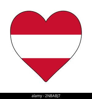 Austria Heart Shape Flag. Love Austria. Visit Austria. Western Europe. Europe. European Union. Vector Illustration Graphic Design. Stock Vector