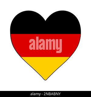 Germany Heart Shape Flag. Love Germany. Visit Germany. Western Europe. Europe. European Union. Vector Illustration Graphic Design. Stock Vector