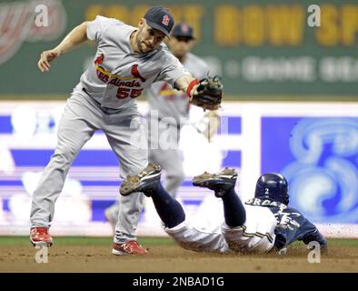 Milwaukee Brewers' Nyjer Morgan has some fun during a spring training  baseball workout, Saturday, March 3, 2012, in Phoenix. (AP Photo/Morry Gash  Stock Photo - Alamy