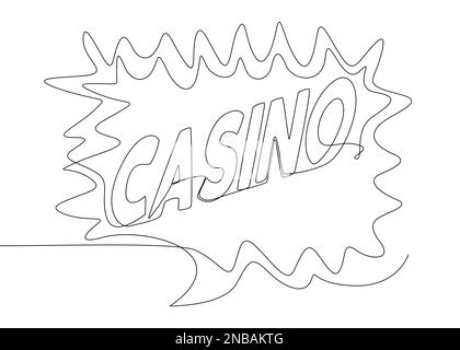 One continuous line of speech bubble with Casino text. Thin Line Illustration vector concept. Contour Drawing Creative ideas. Stock Vector