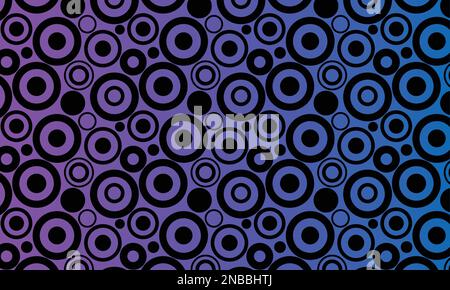 Seamless blue abstract circle pattern design background - vector graphic with concentric rings Stock Vector