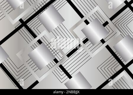 Abstract black and silver luxury background. Overlapping layers decor silver lines  Vector illustration Stock Vector