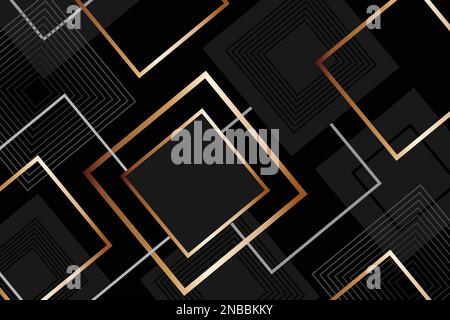 Abstract black and gold luxury background. Overlapping layers decor golden lines  Vector illustration Stock Vector