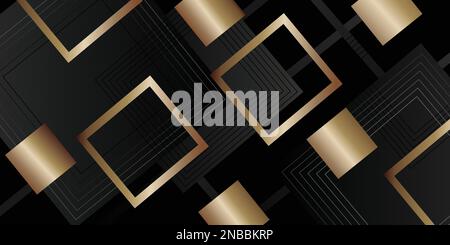 Abstract black and gold luxury background. Overlapping layers decor golden lines  Vector illustration Stock Vector