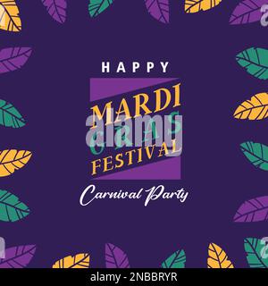Mardi gras carnival party design. Fat tuesday, carnival, festival. For greeting card, banner, gift packaging, poster. flat vector illustration Stock Vector
