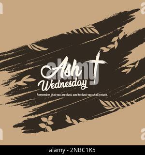 Ash Wednesday abstract symbolic religious Christian symbol flat vector modern illustration Stock Vector