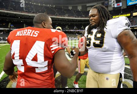 San Francisco 49ers fullback Moran Norris (L) celebrates in the