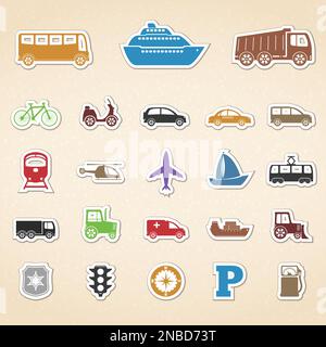 Set of colored transport icons, vector eps10 illustration Stock Vector