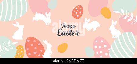 Rabbit Silhouette Happy Ester Poster. Vector Graphic Design Stock Vector