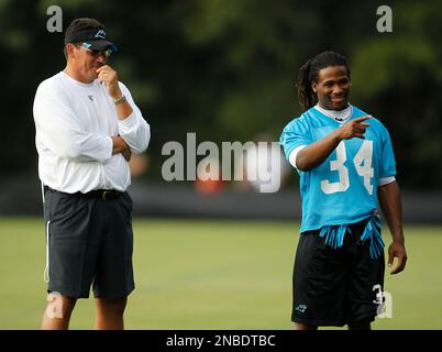 Carolina Panthers' DeAngelo Williams (34) is shown during the team's NFL  football training camp in Spartanburg, S.C., Wednesday, Aug. 5, 2009. (AP  Photo/Chuck Burton Stock Photo - Alamy