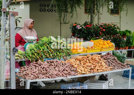 CAMERON HIGHLAND, MALAYSIA - Sep 16, 2022 Lots of fresh products for sale at the shop in the local market. Stock Photo