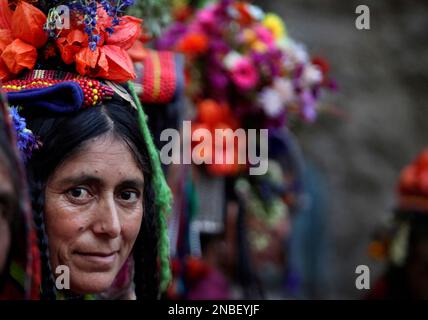 Aryan (Brogpa) woman in traditional costume, Biama village, Ladakh ...