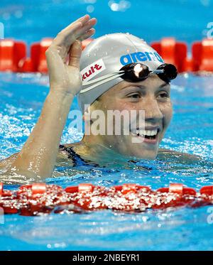 Russia's Anastasia Zueva celebrates after winning the gold medal in the