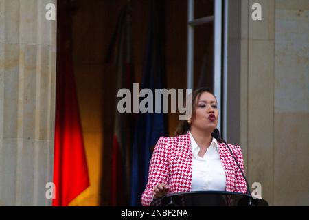 Bogota, Colombia on February 13, 2023. Colombia's minister of health during an event presenting a bill to reform Colombia's healthcare system, in a public act at Nariño's Presidential Palace in Bogota, Colombia on February 13, 2023. Photo by: Chepa Beltran/Long Visual Press Stock Photo