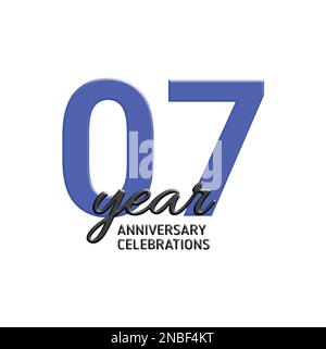 07th anniversary celebration logo design. Vector festive illustration. Realistic 3d sign. Party event decoration Stock Vector