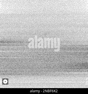 Wavy background. Black and white grainy dotwork design. Pointillism pattern. Stippled vector illustration. Stock Vector