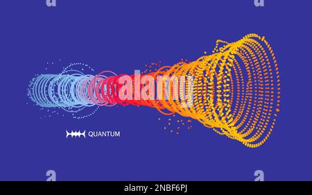 Array with dynamic particles. 3d technology style. Abstract background. Vector illustration. Stock Vector