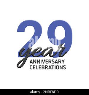 29th anniversary celebration logo design. Vector festive illustration. Realistic 3d sign. Party event decoration Stock Vector
