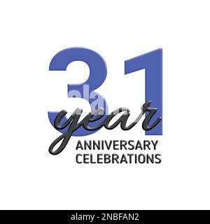 31th anniversary celebration logo design. Vector festive illustration. Realistic 3d sign. Party event decoration Stock Vector