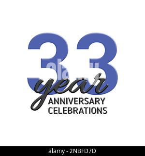 33th anniversary celebration logo design. Vector festive illustration. Realistic 3d sign. Party event decoration Stock Vector