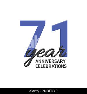 71th anniversary celebration logo design. Vector festive illustration. Realistic 3d sign. Party event decoration Stock Vector