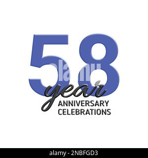 58th anniversary celebration logo design. Vector festive illustration. Realistic 3d sign. Party event decoration Stock Vector