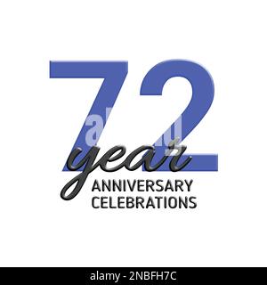72th anniversary celebration logo design. Vector festive illustration. Realistic 3d sign. Party event decoration Stock Vector