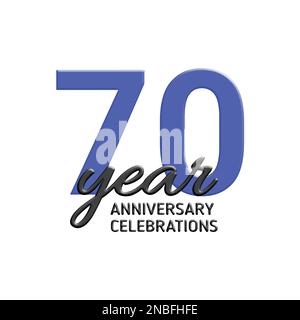 70th anniversary celebration logo design. Vector festive illustration. Realistic 3d sign. Party event decoration Stock Vector