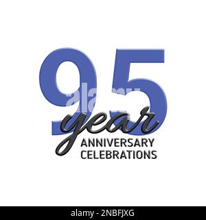 95th anniversary celebration logo design. Vector festive illustration. Realistic 3d sign. Party event decoration Stock Vector