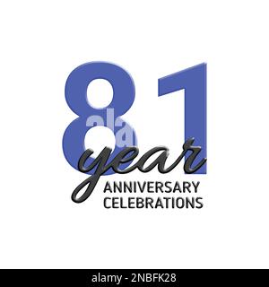 81th anniversary celebration logo design. Vector festive illustration. Realistic 3d sign. Party event decoration Stock Vector