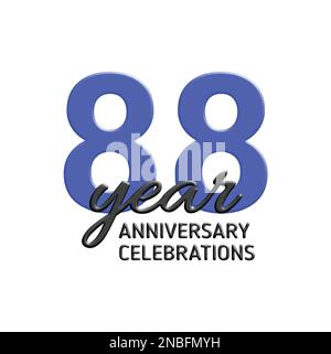 88th anniversary celebration logo design. Vector festive illustration. Realistic 3d sign. Party event decoration Stock Vector