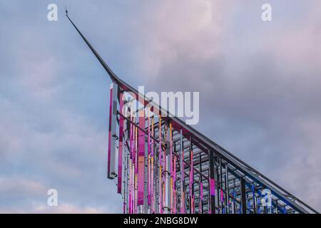 Paris, France 02 10 2023 : mobile awning created by Jean Nouvel at the entrance to hall 6 of the Parc des Expositions at Porte de Versailles in Paris Stock Photo