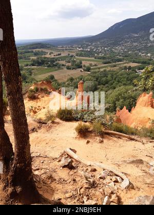 French Colorado color hill in Rustrel village Roussillon France Stock Photo