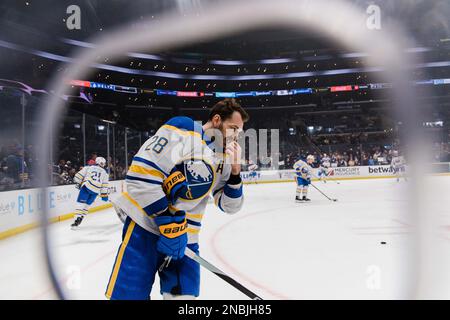 Los Angeles, California, USA. 13th Feb, 2023. ZEMGUS GIRGENSONS of the Buffalo Sabres warms up before a game against the Los Angeles Kings at Crypto.com Arena in Los Angeles, California on February 13, 2023 (Credit Image: © Alex Cave/ZUMA Press Wire) EDITORIAL USAGE ONLY! Not for Commercial USAGE! Stock Photo