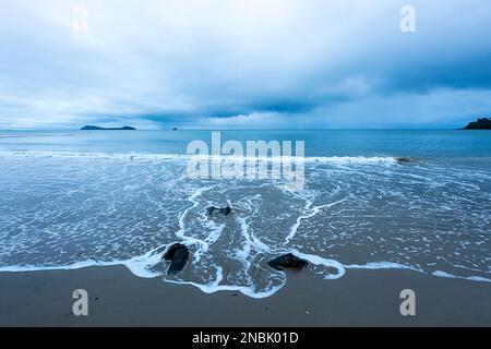 Kewarra Beach with Tropical Cyclone Gabrielle lurking over the Coral Sea, Far North Queensland, FNQ, QLD, Australia Stock Photo