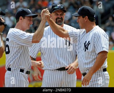 Former New York Yankees' Tino Martinez is seen during Yankees Old-Timers'  Day ceremony before a baseball game against the Milwaukee Brewers on  Saturday, Sept. 9, 2023, in New York. (AP Photo/Adam Hunger