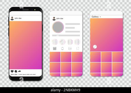 Smartphones with mockup social media frame. Vector illustration Stock Vector