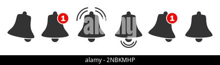Bell notification icons set. New message icons Stock Vector