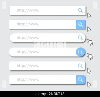 Set of www address search bar icons with shadow Stock Vector