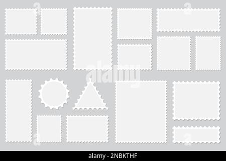 Set of blank postage stamps with shadow Stock Vector