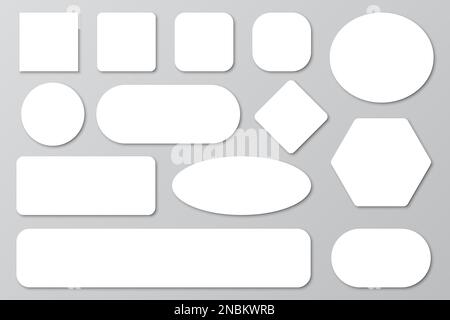 Set of white paper banners in different shape with shadow Stock Vector