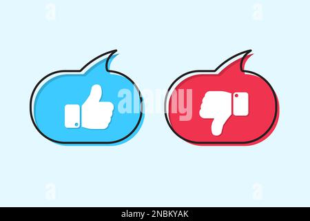 Like and dislike icons in speech bubble in a flat design Stock Vector