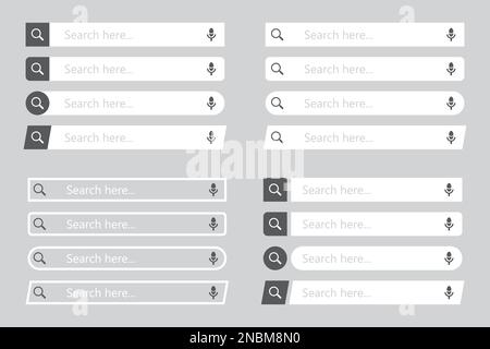 Set of search bar element in a flat design Stock Vector
